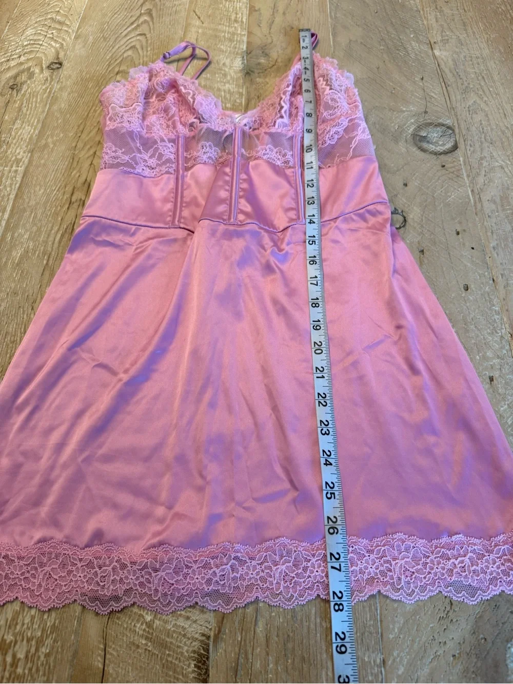 Victoria’s Secret Pink Lace-Trim Satin Chemise Slip Stretchy M